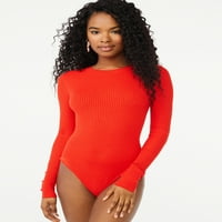 Scoop femei maneca lunga Bodysuit Pulover