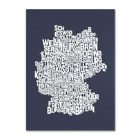 Artă comercială 'ardezie-harta Regiunilor din Germania' artă pe pânză de Michael Tompsett