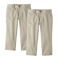 Wonder Nation Boys School Uniform Super Soft Stretch Twill Pantaloni Frontali Plat, Pachet Valoric, Dimensiuni 4-16