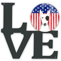 Carolines Treasures BB2139WALV steag American și Bull Terrier lucrări de Artă din Metal LOVE, 12x12, multicolor