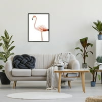 Stupell Industries pasăre flamingo roz Tropical design casual Animal artă grafică artă încadrată neagră imprimare artă de perete,