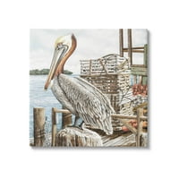 Pelican Cocoțat Vara Pescuit Doc Animale & Insecte Pictura Galerie Înfășurat Panza Imprimare Perete Arta