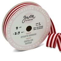 Taffy Stripe Grosgrain Ribbon, dungi roșii și albe largi, 5 8 Yards de Gwen Studios