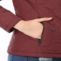 Femei Zip Stand guler ușor matlasate jacheta