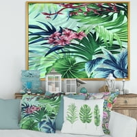 Designart 'Vintage tropicale flori VI' tradiționale înrămate panza perete arta Print
