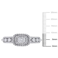 Carat TW diamant 10kt Aur Alb Printesa-Cut inel de logodna