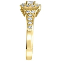 3 8ctw 14kt Aur Galben pătrat autentic certificat diamant Rosea inel de logodna de suvenir