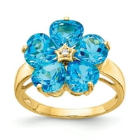 Primal aur Karat aur galben inima albastru Topaz și inel cu diamant