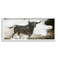 Stupell Industries Rustic Running Bull Abstract Animal Painting bovine sălbatice, 10, Design după Design Fabrikken