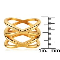 Inel Din Oțel Inoxidabil Placat Cu Aur Simetric Pe Orbită Încrucișată