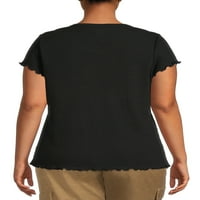 Tricou cu mânecă scurtă Terra & Sky pentru femei Plus Size Lettuce Edge