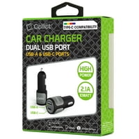 Cellet Universal de mare putere 10w 2.1 A Dual USB A & USB C Port încărcător auto