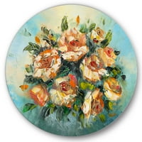 Designart 'flori vechi buchet de flori roz inchis' cerc Traditional metal Wall Art-Disc de 36