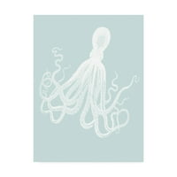 Marcă comercială Fine Art 'White Octopus on Seafoam e' Canvas Art de Fab Funky