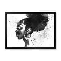 Designart 'portret alb-negru al femeii afro-americane i' modern Framed Art Print