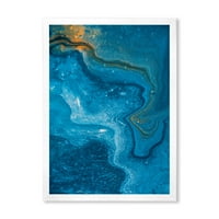 Designart 'compoziție abstractă de Marmură albastră II' imprimare modernă de artă încadrată