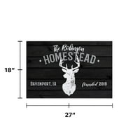 Personalizat Planet Stag Male deer Head Homestead Doormat cu personalizare personalizată și oraș imprimat pe negru dreptunghiular