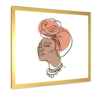 Designart 'One Line Portrait of Afro American Woman IV' modern Framed Art Print