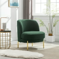 Scaun cu accent tapițat Aukfa pentru sufragerie, Scaun de citit cu spătar curbat canapea simplă, Verde