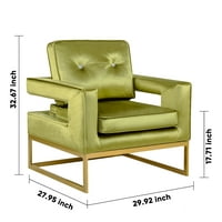 Design Group Lumina verde Tesatura tapițate braț Accent scaun cu Aur oțel bază pentru camera de zi Set de 2