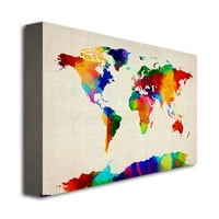 Marcă comercială Art Sponge Painting World Map Canvas Art de Michael Tompsett