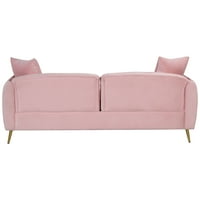 Gewnee canapea cu 3 locuri, 77 canapea modernă din catifea cu buzunare și perne pentru cotiere, Roz