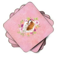 Carolines comori Ck4126fc Cavalier Regele Charles Spaniel roz flori spuma Coaster Set de 4, 1 2, multicolor