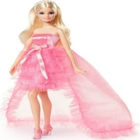 Papusa Barbie, Urari de ziua de nastere, cadou, Blonda In rochie roz