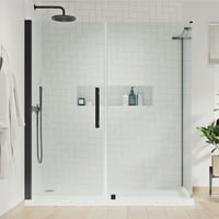 Ove Decoreaza Pasadena 65-in. W în. H incintă de duș cu Pivot de colț fără cadru cu ușă de duș în negru