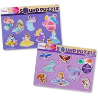 Set de puzzle-uri sonore Melissa și Doug Disney, distracții Prințese și puzzle-uri magice pentru prieteni