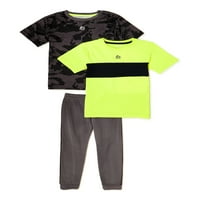 Tricou Camo pentru băieți, Tricou Color Block și pantaloni Jogger din lână, Set Din 3 piese, dimensiuni 4-12