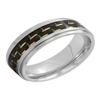 Bărbați din oțel inoxidabil negru și auriu din fibră de Carbon bandă de nuntă - inel pentru bărbați