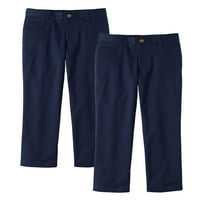 Wonder Nation Boys School Uniform Super Soft Stretch Twill Pantaloni Frontali Plat, Pachet Valoric, Dimensiuni 4-16