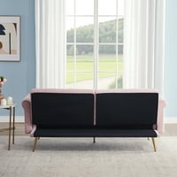 Canapea extensibilă Miniyam Futon, canapea extensibilă convertibilă cu picioare aurii conice, 69,7 W, canapea mică Splitback pentru
