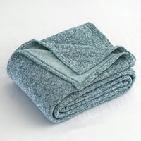 Knit pătură Twin Dimensiune cu Sham ușor Fuzzy Jersey pătură, 60 X80