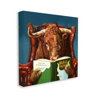 Stupell Industries citind Longhorn Bull Red Sofa literatura fermei de animale, 30, Design De Lucia Heffernan