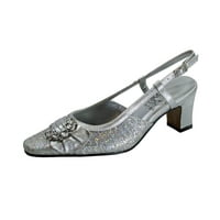 Clea femei lățime largă Rochie Slingback metalice pantofi de argint 8.5