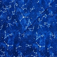 Zona Ta Bumbac Percale Thread Count Sheet Set, Albastru Constelație Stele Imprimare, Complet