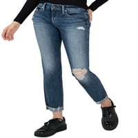 Silver Jeans Co. Blugi pentru femei Boyfriend Mid Rise Slim Leg, dimensiuni talie 24-34