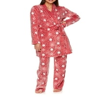 Sleep & Co. Set de pantaloni pentru femei și femei Plus halat de pluș și Pijama