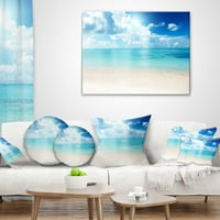 Designart nisip de plajă în albastru Marea Caraibelor-Modern Seascape arunca perna-18x18