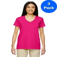 Gildan Femei Grele De Bumbac 5. oz. V-Neck T-Shirt 3-Pack