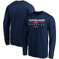 Bărbați Fanatics Branded Navy Cleveland Indians Top puterea Maneca lunga T-Shirt