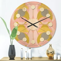 Designart 'Pastel Circular Retro Pattern IV' ceas de perete Modern din lemn de la mijlocul secolului
