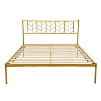 Irene Inevent cadru de pat Queen size platformă șipci metalice proaste aspect Vintage fundație pentru saltea pentru dormitor,