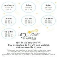 Little Star Organic Baby Girl PK Flutter Și Body-Uri Cu Mânecă Scurtă, Mărime Nou-Născut-Luni