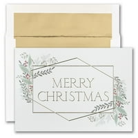 Hârtie Blank Crăciun Carduri & Potrivire Plicuri Set, 5 8, Crăciun Verdeață, 25 Pack