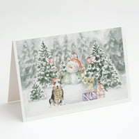 Bull Terrier alb-negru cu cadouri de Crăciun felicitări și plicuri de