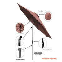 Umbrelă de terasă din aluminiu în aer liber Belle Patio 9ft, umbrelă rotundă de piață cu buton de înclinare și manivelă pentru