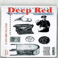 Deep Red Timbre Deep Red Cling Stamp Set - Vintage Poștale